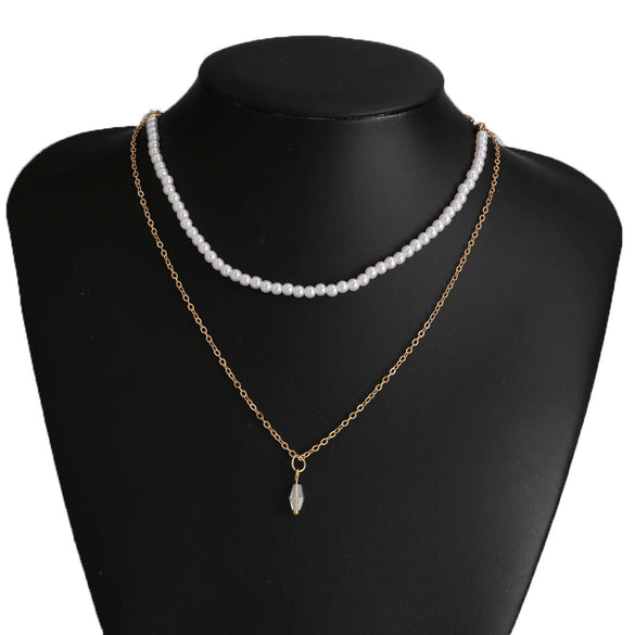 Women's Pearl Necklace With Alloy Love Pendant Geometric Pattern Highend Style