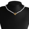 Women's Pearl Necklace With Alloy Love Pendant Geometric Pattern Highend Style