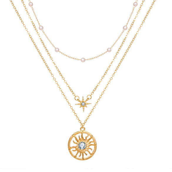 Women's Pearl Necklace With Alloy Love Pendant Geometric Pattern Highend Style