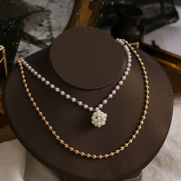 Women's Pearl Necklace With Alloy Love Pendant Geometric Pattern Highend Style