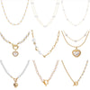 Women's Pearl Necklace With Alloy Love Pendant Geometric Pattern Highend Style