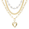 Women's Pearl Necklace With Alloy Love Pendant Geometric Pattern Highend Style