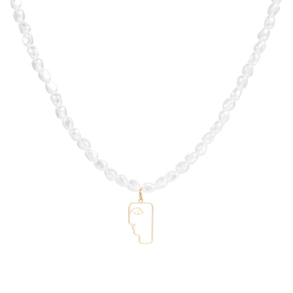 Women's Pearl Necklace With Alloy Love Pendant Geometric Pattern Highend Style