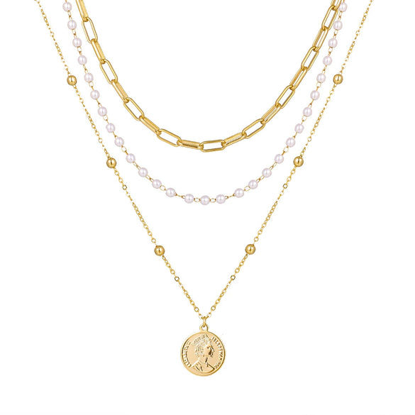 Women's Pearl Necklace With Alloy Love Pendant Geometric Pattern Highend Style