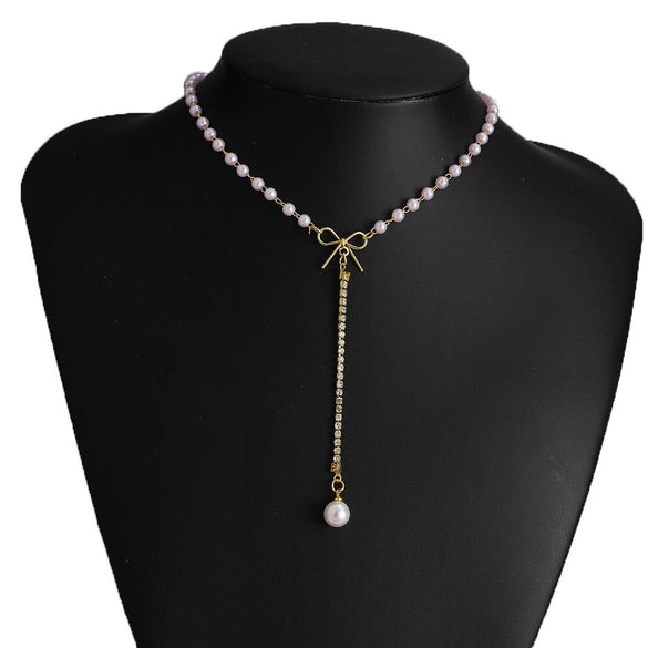 Women's Pearl Necklace With Alloy Love Pendant Geometric Pattern Highend Style