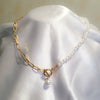 Women's Pearl Necklace With Geometric Design And Woolen Chain Retro And Elegant