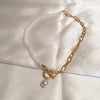 Women's Pearl Necklace With Geometric Design And Woolen Chain Retro And Elegant