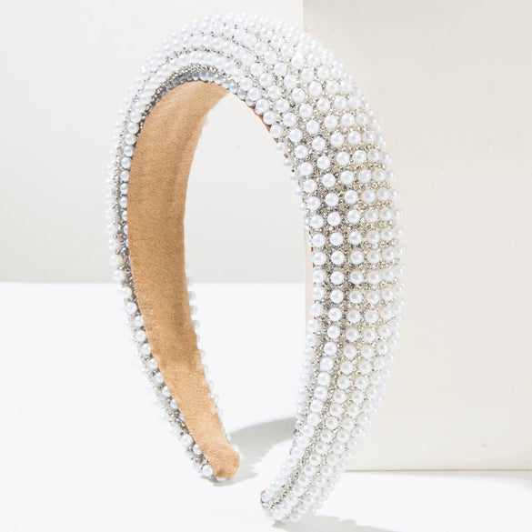 Women's Pearl Rhinestone Geometric Diamond Shiny Headband Hair Accessories