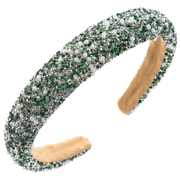 Women's Pearl Rhinestone Geometric Hairband With Diamond Design
