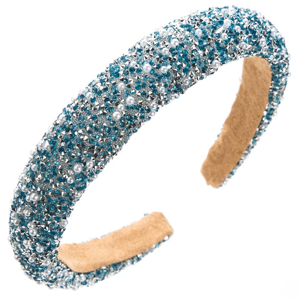 Women's Pearl Rhinestone Geometric Hairband With Diamond Design