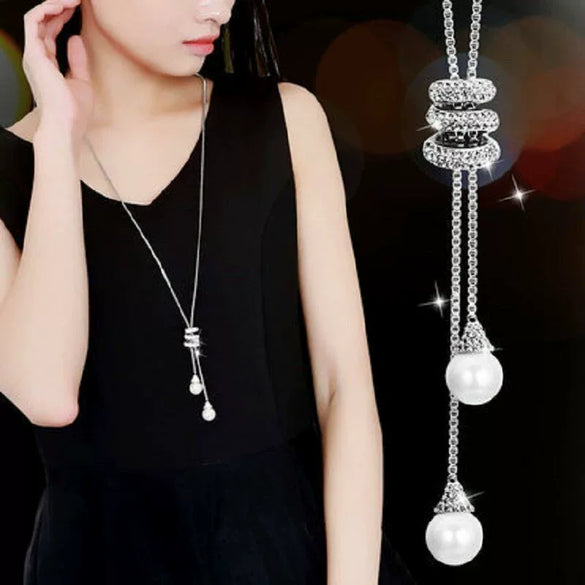 Women's Pearl Stacked High End Light Luxury Niche Necklace Jewelry Wholesale Alloy Micro Inlay Bamboo Chain