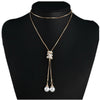 Women's Pearl Stacked High End Light Luxury Niche Necklace Jewelry Wholesale Alloy Micro Inlay Bamboo Chain