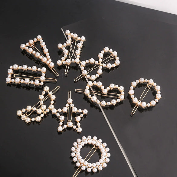 Women's Pearlembellished Frog Buckle Hairpin Side Clip Elegant Bangs Hair Accessory