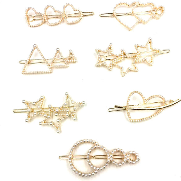 Women's Pearlembellished Frog Buckle Hairpin Side Clip Elegant Bangs Hair Accessory