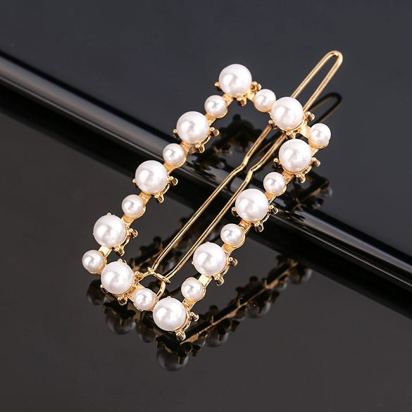 Women's Pearlembellished Frog Buckle Hairpin Side Clip Elegant Bangs Hair Accessory