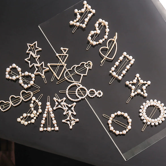 Women's Pearlembellished Frog Buckle Hairpin Side Clip Elegant Bangs Hair Accessory