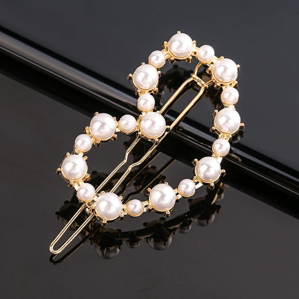 Women's Pearlembellished Frog Buckle Hairpin Side Clip Elegant Bangs Hair Accessory
