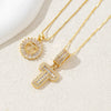 Women's Pendant Necklace Copper Inlaid With Zirconium Plated Real Gold Geometric Letters Pattern Set With Diamonds