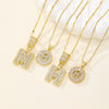 Women's Pendant Necklace Copper Inlaid With Zirconium Plated Real Gold Geometric Letters Pattern Set With Diamonds