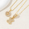 Women's Pendant Necklace Copper Inlaid With Zirconium Plated Real Gold Geometric Letters Pattern Set With Diamonds