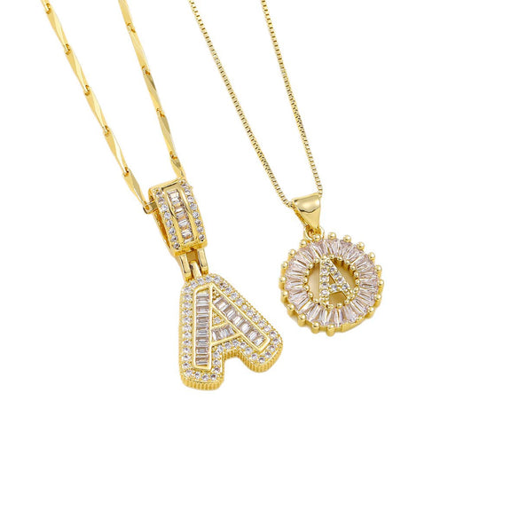 Women's Pendant Necklace Copper Inlaid With Zirconium Plated Real Gold Geometric Letters Pattern Set With Diamonds