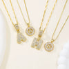 Women's Pendant Necklace Copper Inlaid With Zirconium Plated Real Gold Geometric Letters Pattern Set With Diamonds