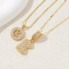 Women's Pendant Necklace Copper Inlaid With Zirconium Plated Real Gold Geometric Letters Pattern Set With Diamonds