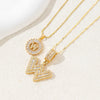 Women's Pendant Necklace Copper Inlaid With Zirconium Plated Real Gold Geometric Letters Pattern Set With Diamonds