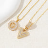 Women's Pendant Necklace Copper Inlaid With Zirconium Plated Real Gold Geometric Letters Pattern Set With Diamonds