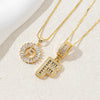 Women's Pendant Necklace Copper Inlaid With Zirconium Plated Real Gold Geometric Letters Pattern Set With Diamonds