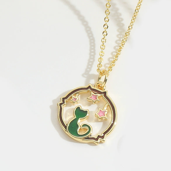 Women's Pendant Necklace Copper Mixed Gemstone Setting Geometric Heart Electroplated