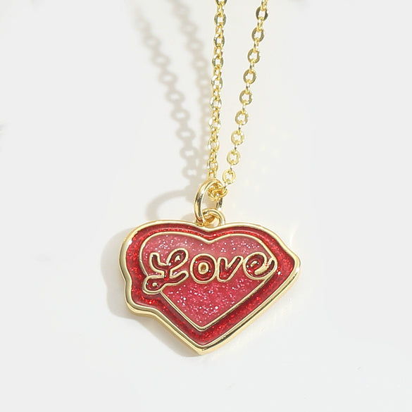 Women's Pendant Necklace Copper Mixed Gemstone Setting Geometric Heart Electroplated