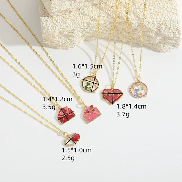 Women's Pendant Necklace Copper Mixed Gemstone Setting Geometric Heart Electroplated