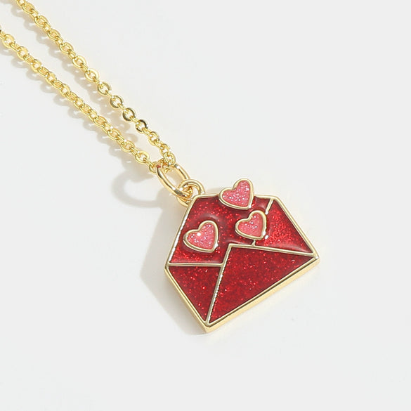 Women's Pendant Necklace Copper Mixed Gemstone Setting Geometric Heart Electroplated