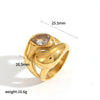 Women's Personality Fashion Titanium Steel Ring With Drop Shaped And Heart Shaped Colored Diamond Jewelry