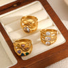 Women's Personality Fashion Titanium Steel Ring With Drop Shaped And Heart Shaped Colored Diamond Jewelry