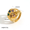 Women's Personality Fashion Titanium Steel Ring With Drop Shaped And Heart Shaped Colored Diamond Jewelry