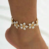 Women's Pink Cherry Blossom Anklet With Oildrop Flower Design Zinc Alloy Ankle Chain For Holiday And Everyday Wear