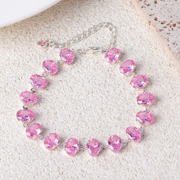 Women's Pink Crystal Candy Style Copper Inlaid Zircon Bracelet
