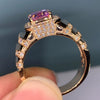 Women's Pink Crystal Wedding Engagement Ring Copper Zircon Geometric Style