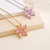 Women's Pink Diamond Butterfly Titanium Steel Clavicle Necklace Mixed Gemstone Inlay Electroplating Geometric Style