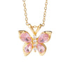 Women's Pink Diamond Butterfly Titanium Steel Clavicle Necklace Mixed Gemstone Inlay Electroplating Geometric Style