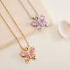 Women's Pink Diamond Butterfly Titanium Steel Clavicle Necklace Mixed Gemstone Inlay Electroplating Geometric Style