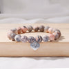 Women's Pink Zebra Polymer Clay U Shape Geometric Bracelet With Electroplated Natural Stone Peach Heart Design Fashion Versatile Jewelry
