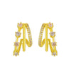 Women's Pink Zircon Geometric Cshaped Copper Earrings Set With Diamonds Retro Fashion Niche Design