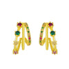 Women's Pink Zircon Geometric Cshaped Copper Earrings Set With Diamonds Retro Fashion Niche Design