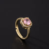 Women's Pink Zircon Open Adjustable Ring Copper Geometric Sweet Style Electroplating Jewelry