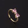 Women's Pink Zircon Open Adjustable Ring Copper Geometric Sweet Style Electroplating Jewelry