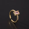 Women's Pink Zircon Open Adjustable Ring Copper Geometric Sweet Style Electroplating Jewelry