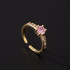 Women's Pink Zircon Open Adjustable Ring Copper Geometric Sweet Style Electroplating Jewelry
